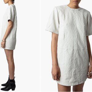 Zadig & Voltaire Riddy Crinkle Leather T-Shirt Dress S white NWT - sold out